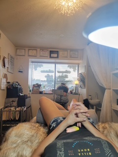 Inside Skin Lab — the studio during a foot treatment.