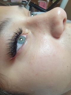 Volume lash close-up on a fair-skinned client.